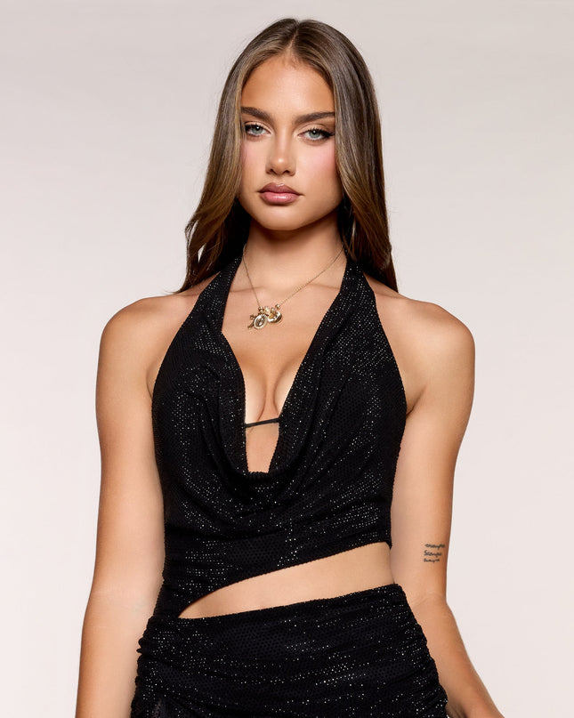 Center Of The Crowd Halter Mini Dress