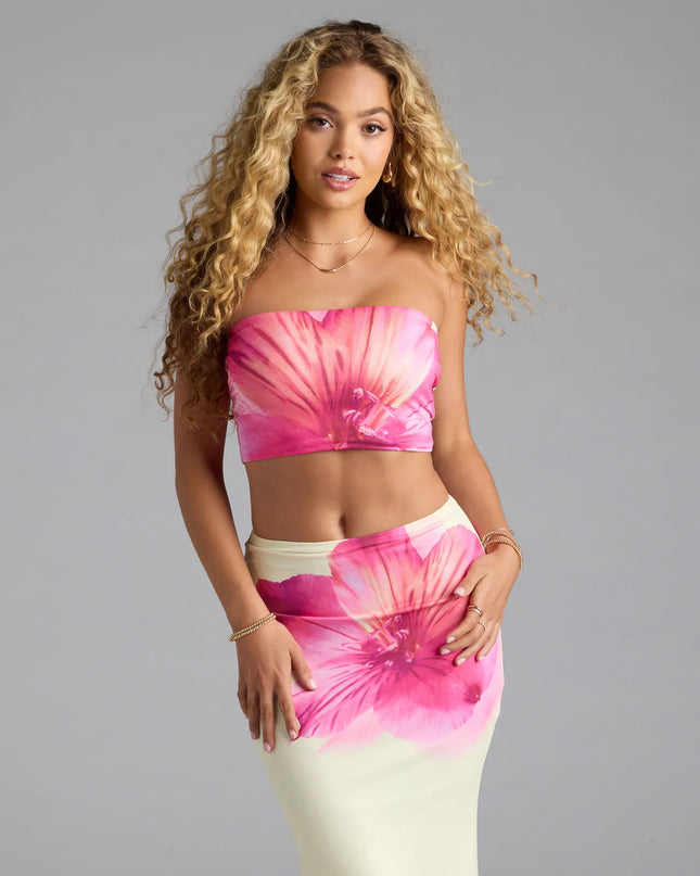 Sandy Shores Tropical Floral Crop Top