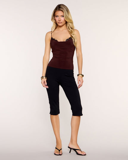 Soft Focus Lace-Trim Cowl Neck Cami Top