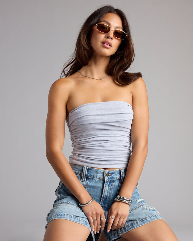 Cutest Vibe Ruched Knit Tube Top