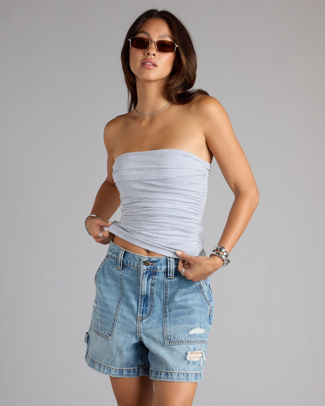 Cutest Vibe Ruched Knit Tube Top