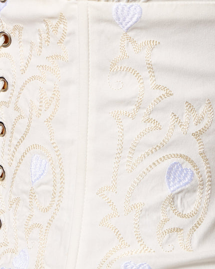 Sweet Lace Up Embroidered Corset Top