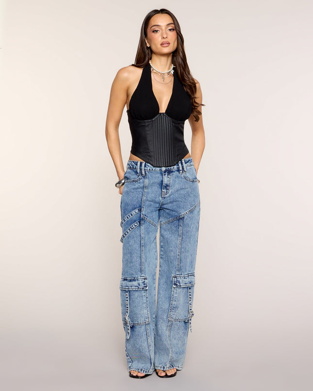 Snatched In Faux Leather Corset Top
