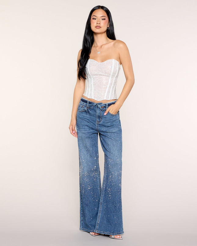 Floral Glimmer Sequin Lace Corset Top