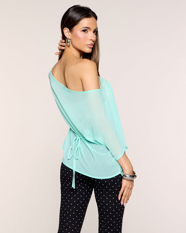 Postcard Pending Asymmetrical Chiffon Top