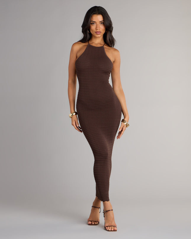 It Girl High Neck Lace Up Maxi Dress