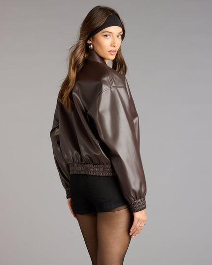 Level Up Faux Leather Bomber Jacket