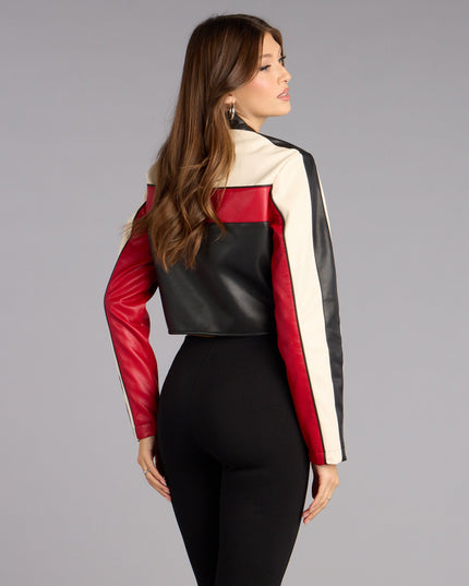 Life In The Fast Lane Crop Moto Jacket