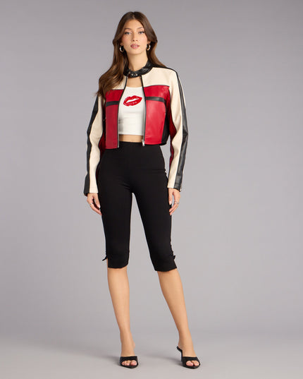 Life In The Fast Lane Crop Moto Jacket