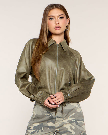 Pool Hall Crush Suede Bubble Bomber Jacket