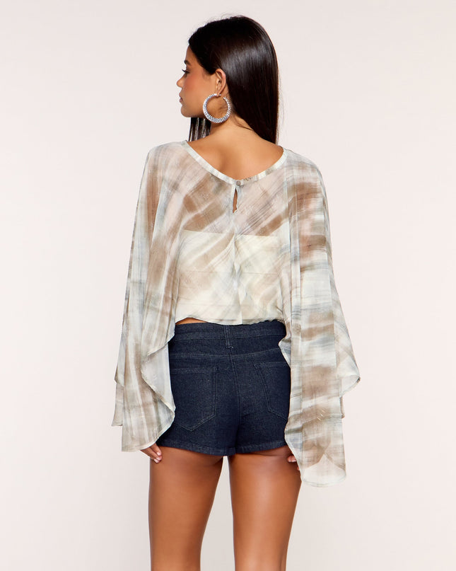 Checks in Motion Plaid Chiffon Poncho