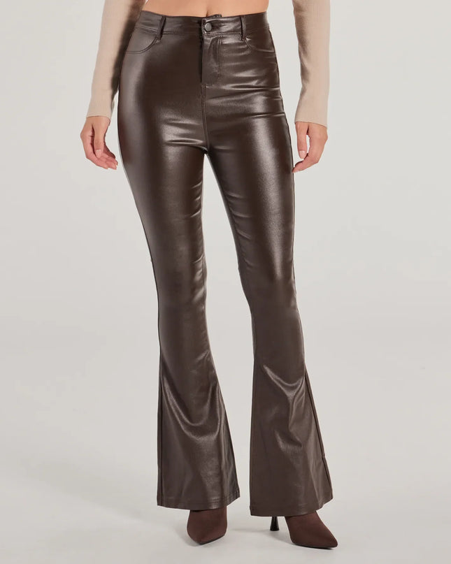 Trendsetter Alert Coated Faux Leather Flared Pants