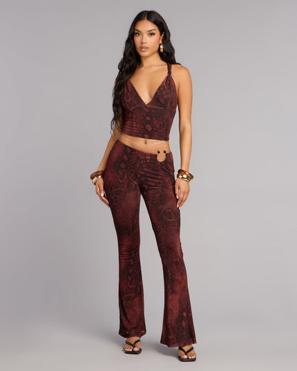 Sleek Moves Snake Print Flare Pants