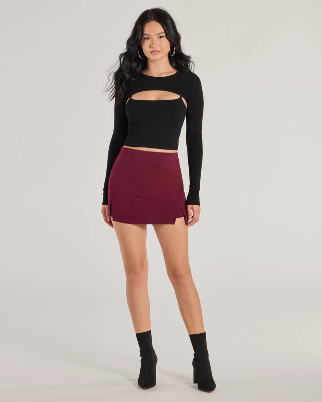 Cute Attitude Ponte Slit Mini Skort
