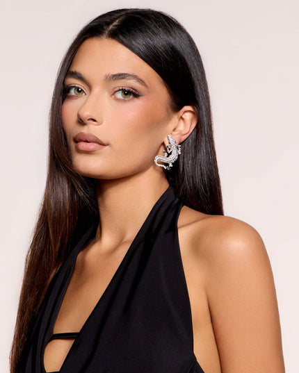 Playful Bite Rhinestone Alligator Earrings