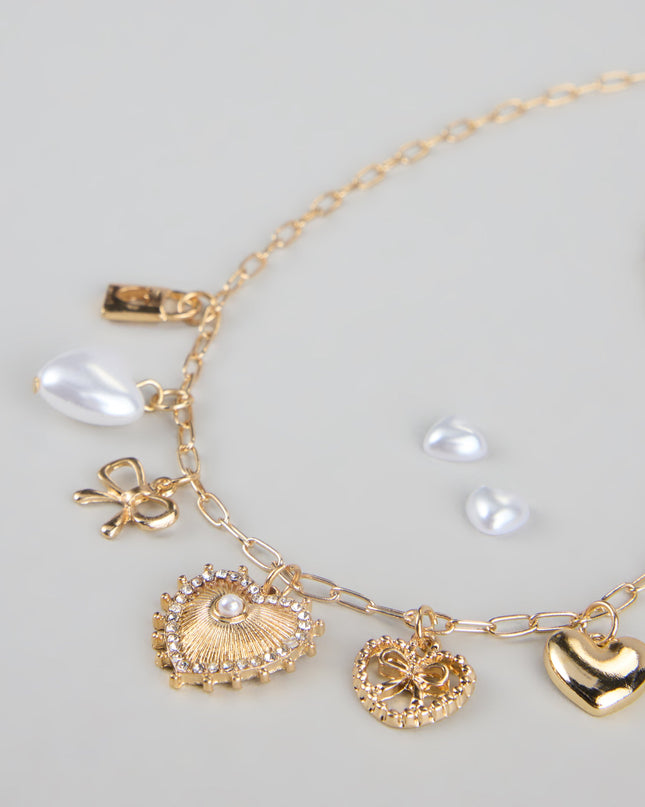 Sweet on You Charm Necklace And Heart Studs
