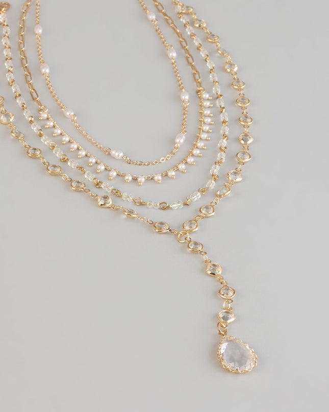 Stacked Shine Crystal Beaded Layered Necklace