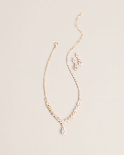 Catch The Light Rhinestone Necklace And Earrings Set