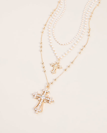Crossed Paths Layered Pearl Necklace