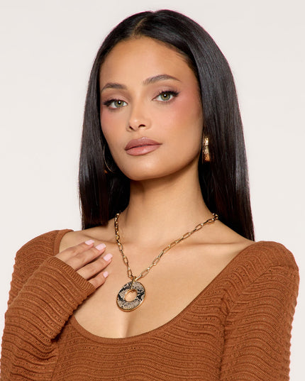 Wild Side Snake Print Pendant Necklace