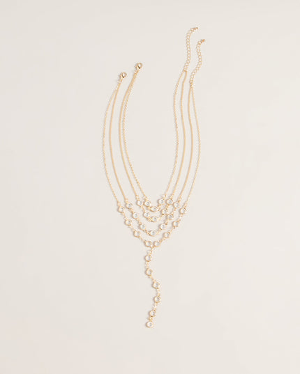 Double Take Clear Stone Layered Necklace Set