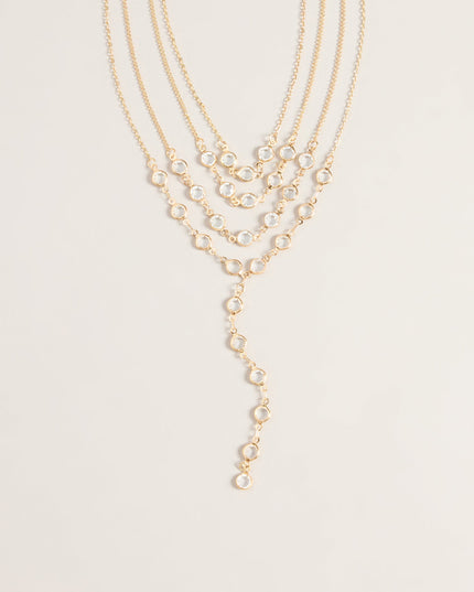 Double Take Clear Stone Layered Necklace Set