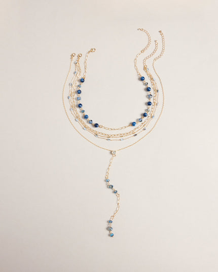Layered Up Stone Beaded Lariat Necklace Set