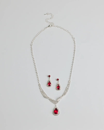 Gorgeous Radiance Gemstone Necklace And Earrings Set