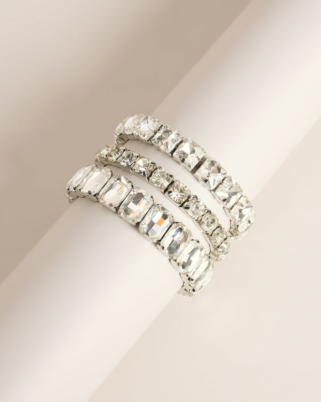 Stacked Up Rhinestone Bracelet Set