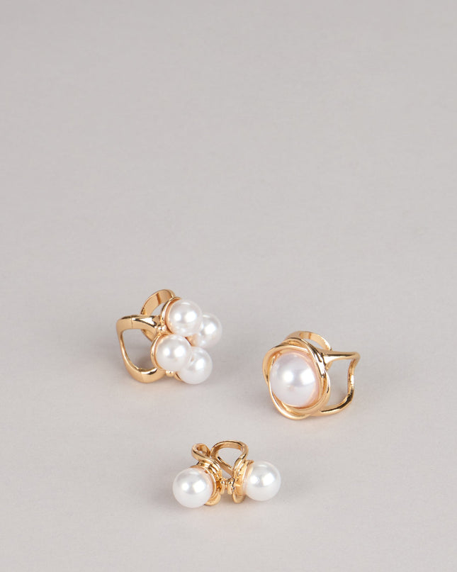Soft Focus Shine Pearl Three Pack Ring Set