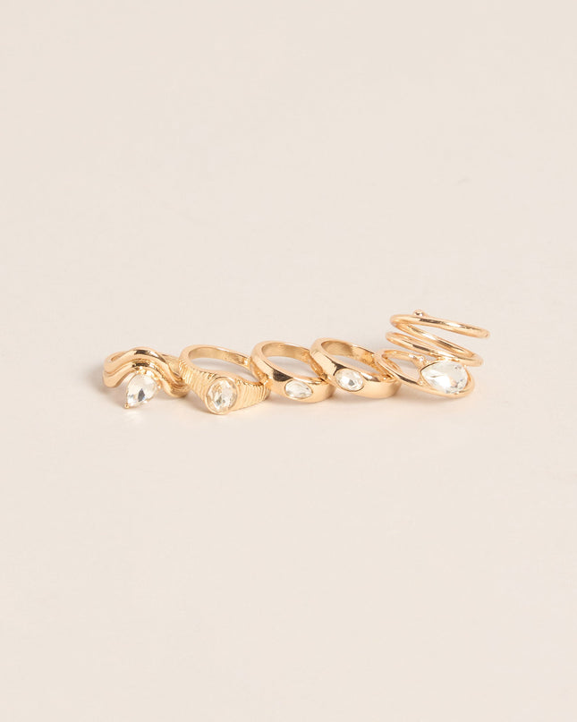 Stacked Shine Five-Piece Ring Set
