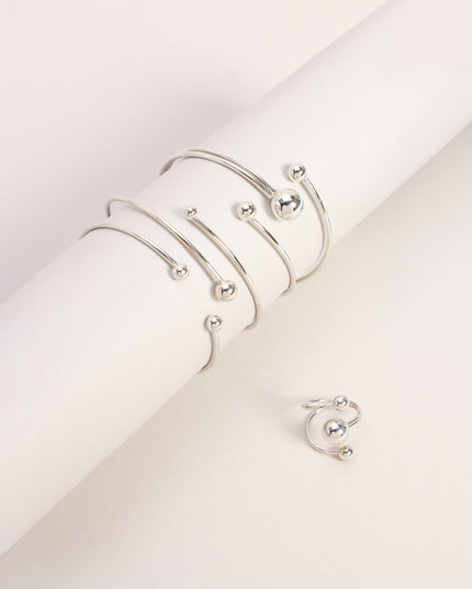 Polished Orbit Bracelet Ring Set