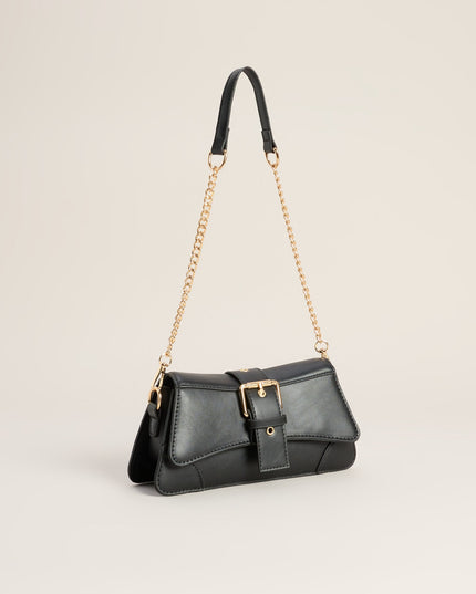 Sleek Finish Faux Leather Shoulder Bag