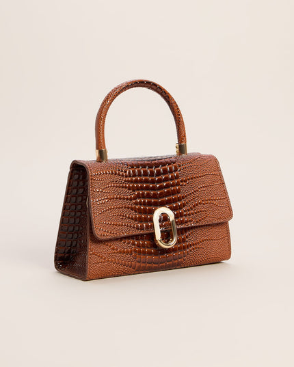 Handle The Day Croc Embossed Handbag