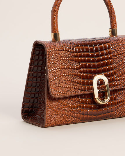 Handle The Day Croc Embossed Handbag