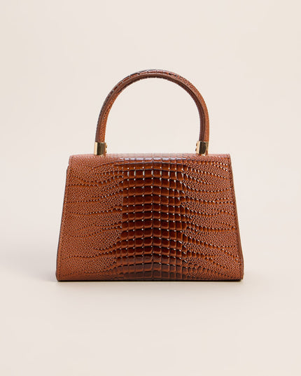 Handle The Day Croc Embossed Handbag