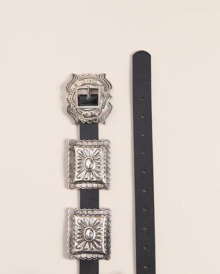 Etched In Style Faux Leather Concho Belt