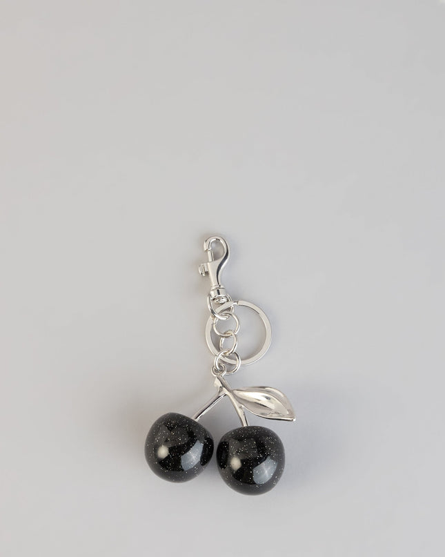 Noir Glitter Cherry Keychain