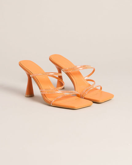 All Eyes Strappy Rhinestone Mules