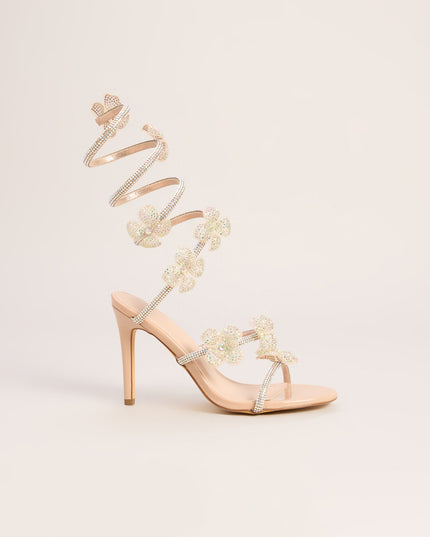 Sparkling Blooms Flower Spiral Heels