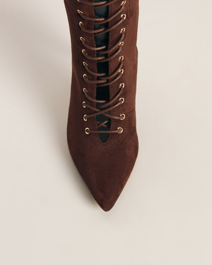 Lace Me Up Suede Stiletto Boots