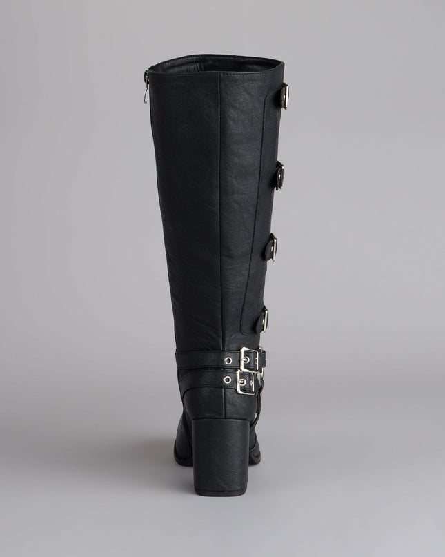 City Rebel Energy Quad Buckle Block Heel Boots