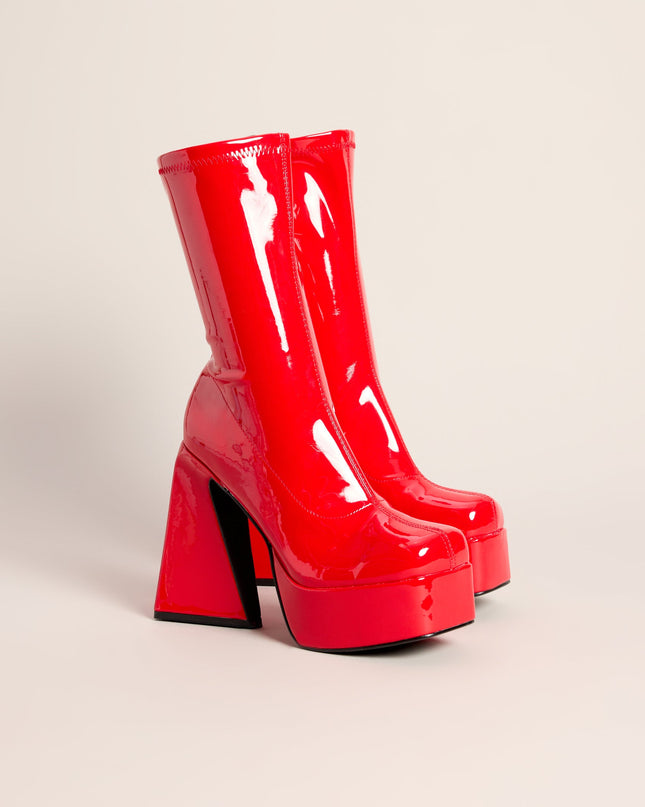 Step It Up Patent Faux Leather Platform Boots